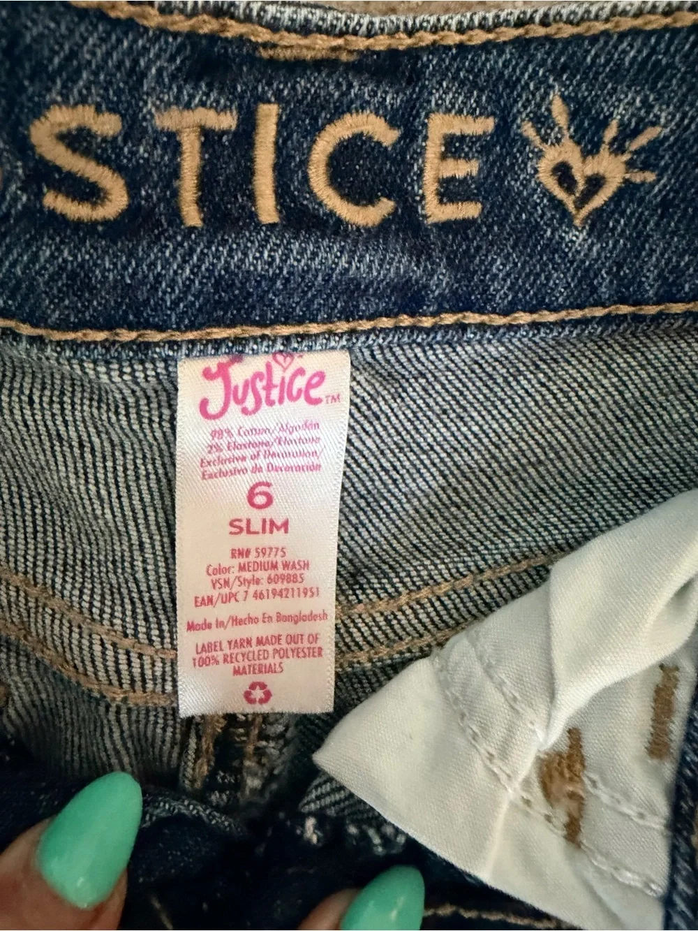 Justice Distressed Rolled Hem Denim Shorts - Blue
